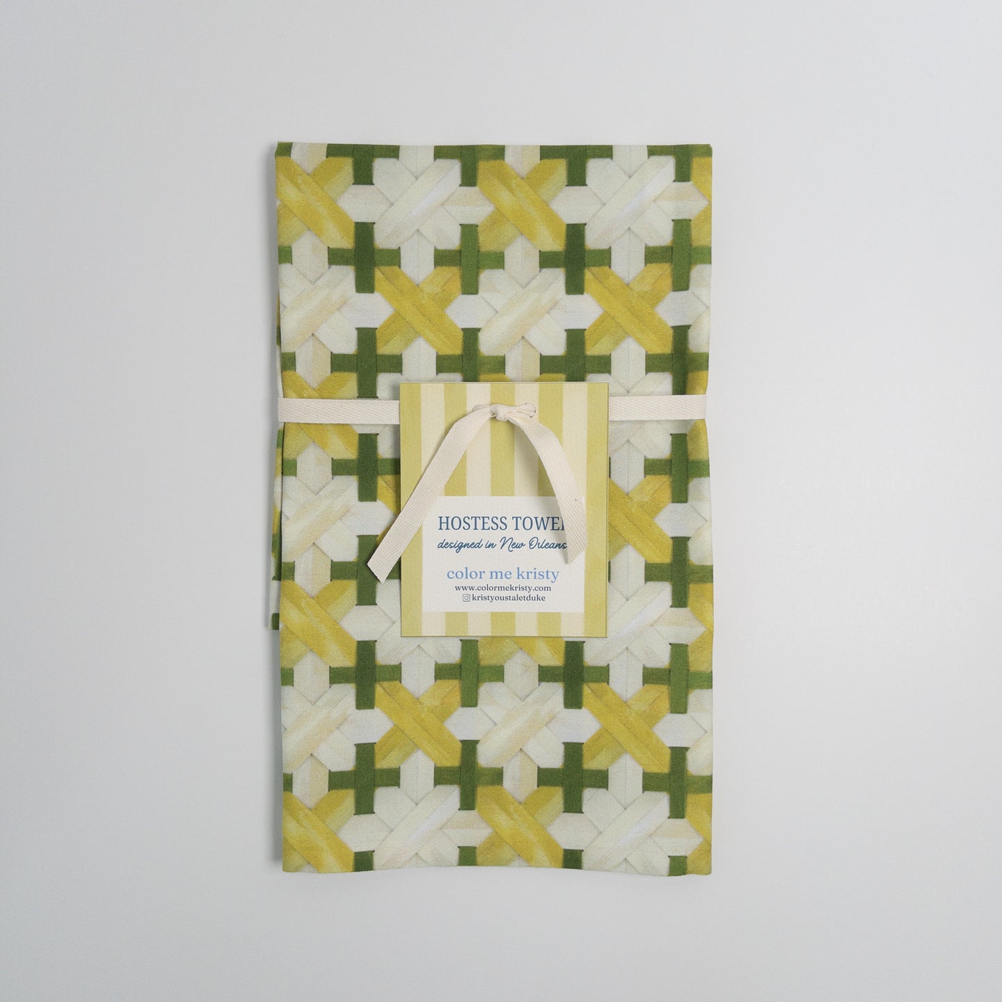 Caned Canvas in Olive Hostess Towel